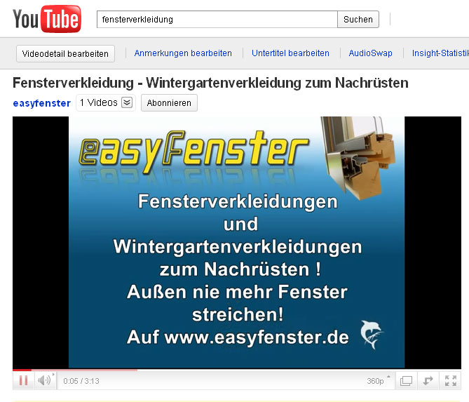 Fensterverkleidung Wintergartenverkleidung auf YouTube Video