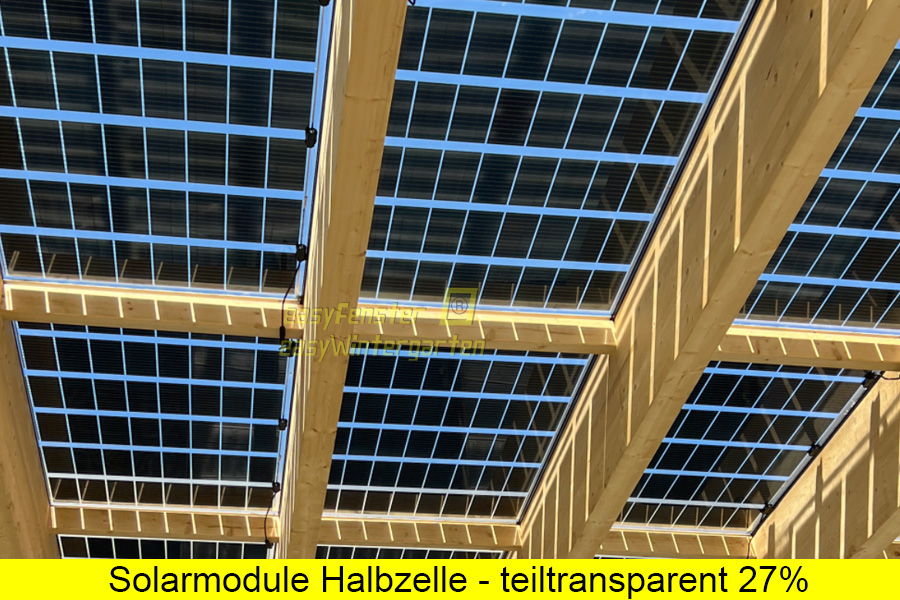 Moderne Solarmodule für den Überkopfbereich mit 38% Transparenz Dachverglasung Terrasse mit Solarglas 27% transparent